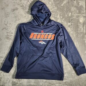 Majestic Denver Broncos‎ Football Hoodie Mens XL Navy Blue Athletic Pullover